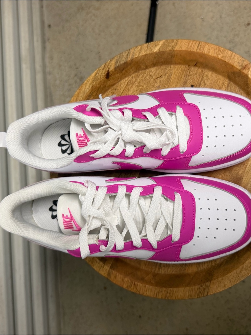 Nike Women’s White and Hot Pink Low-Top Sneakers